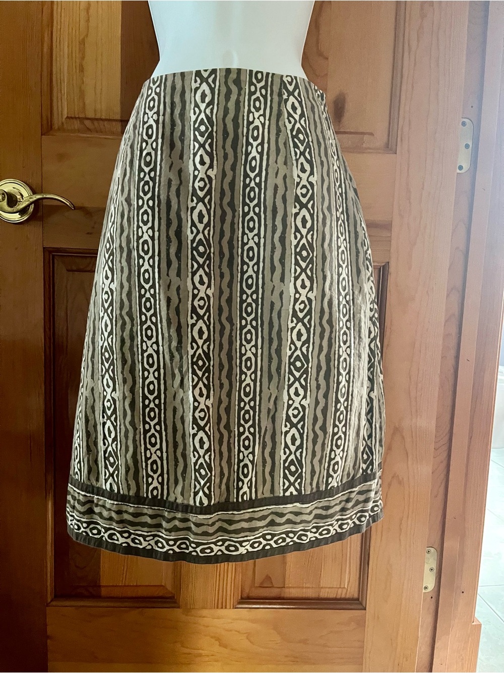 Style & Co. Brown and Cream Vertical Stripe A-Line Skirt